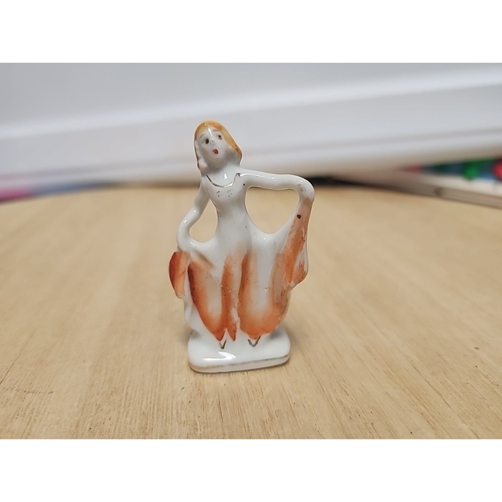 Vintage Porcelain  Victorian Lady Ballerina Miniature Figurine Japan
